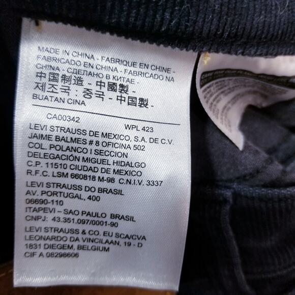 Levi's Premium Big E Wedgie Straight Black Corduroy Pants Button Fly - Picture 13 of 15